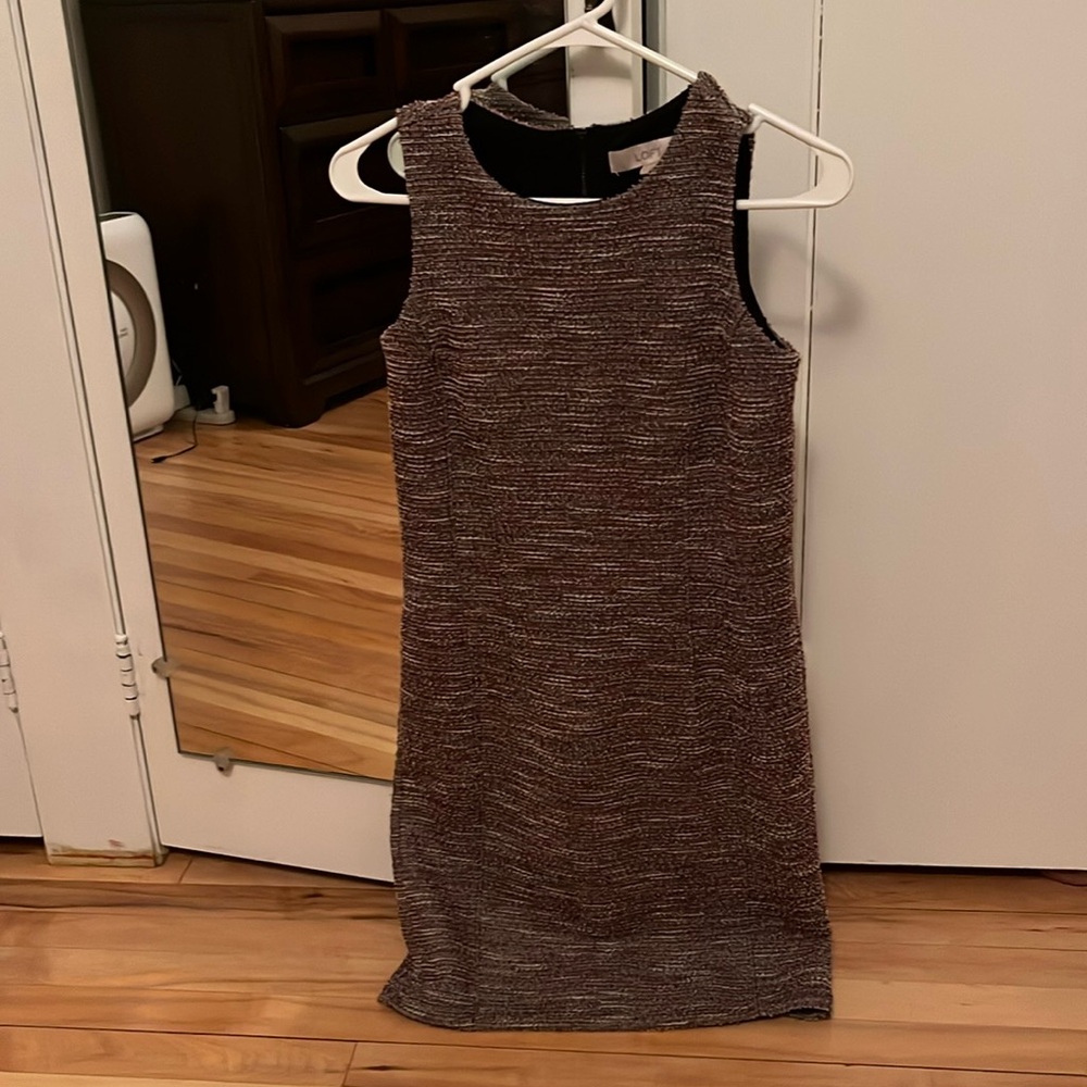 Ann Taylor Loft Sleeveless Knee Length Boucle Tweed Sheath Dress Size 2 Petite